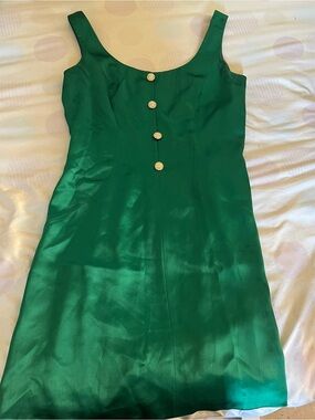 Niteline Della Roufogali Green Satin Mini Dress